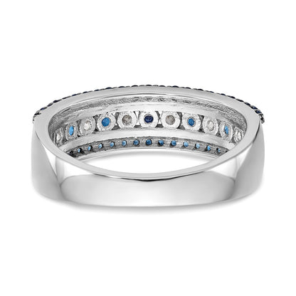 14k White Gold 3/4 carat Blue and White Diamond Complete Channel Band