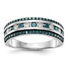 14k White Gold 3/4 carat Blue and White Diamond Complete Channel Band