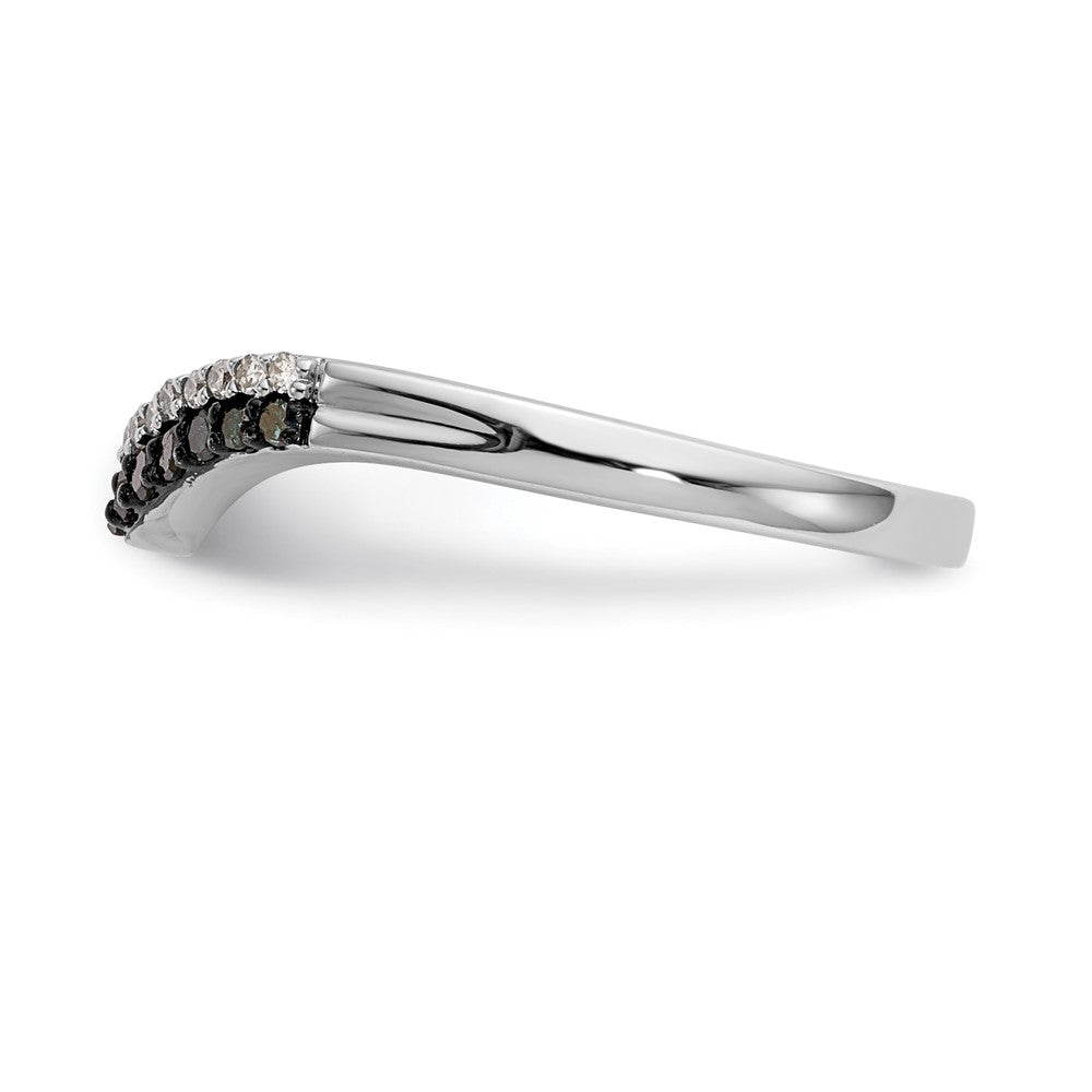14k White Gold 1/5 carat Blue and White Diamond Contoured Complete Band