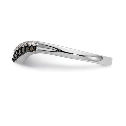 14k White Gold 1/5 carat Blue and White Diamond Contoured Complete Band