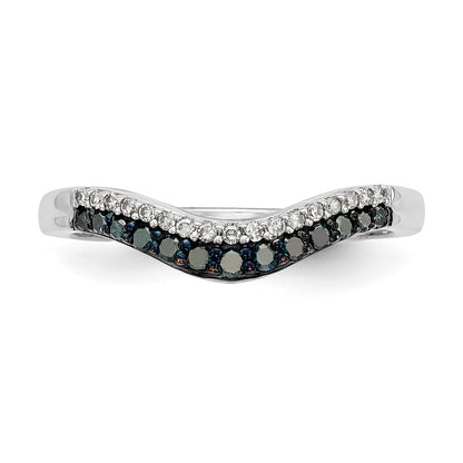 14k White Gold 1/5 carat Blue and White Diamond Contoured Complete Band