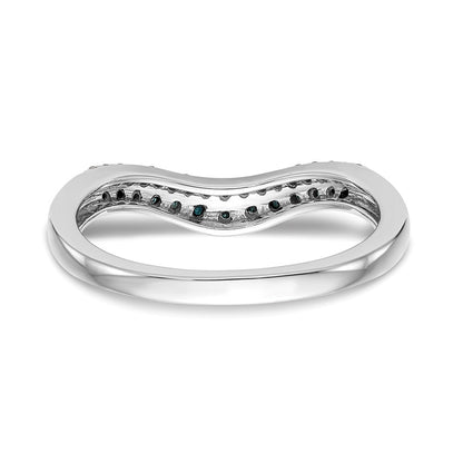 14k White Gold 1/5 carat Blue and White Diamond Contoured Complete Band