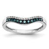 14k White Gold 1/5 carat Blue and White Diamond Contoured Complete Band