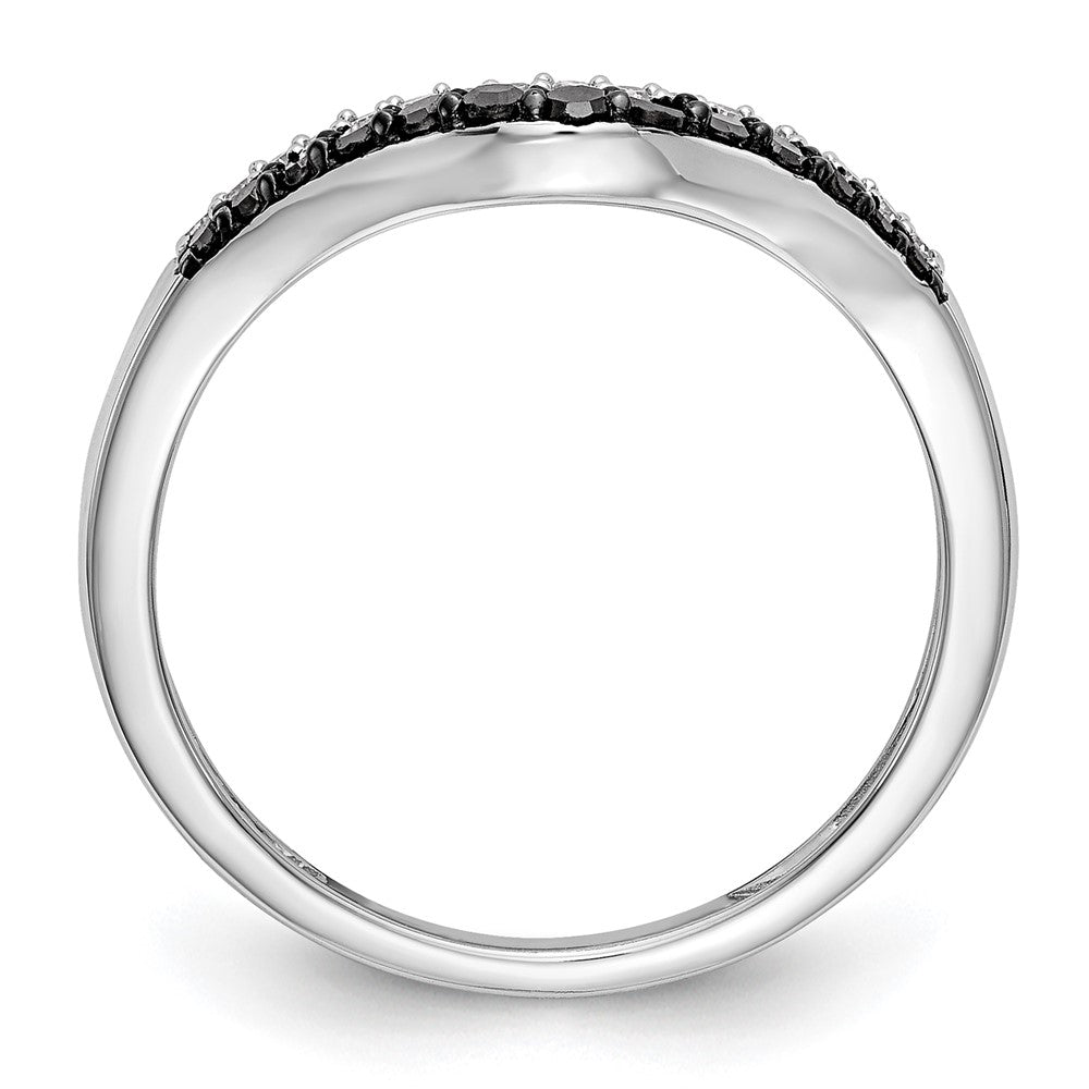 14k White Gold 1/5 carat Black and White Diamond Contoured Complete Band