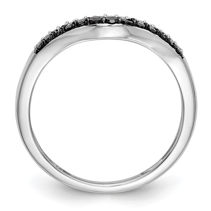 14k White Gold 1/5 carat Black and White Diamond Contoured Complete Band
