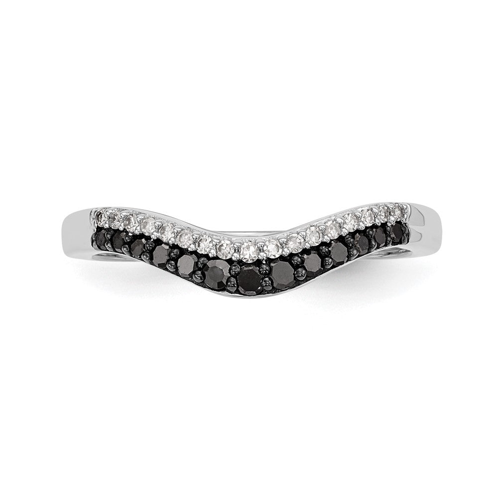 14k White Gold 1/5 carat Black and White Diamond Contoured Complete Band