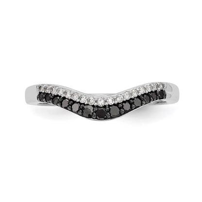 14k White Gold 1/5 carat Black and White Diamond Contoured Complete Band