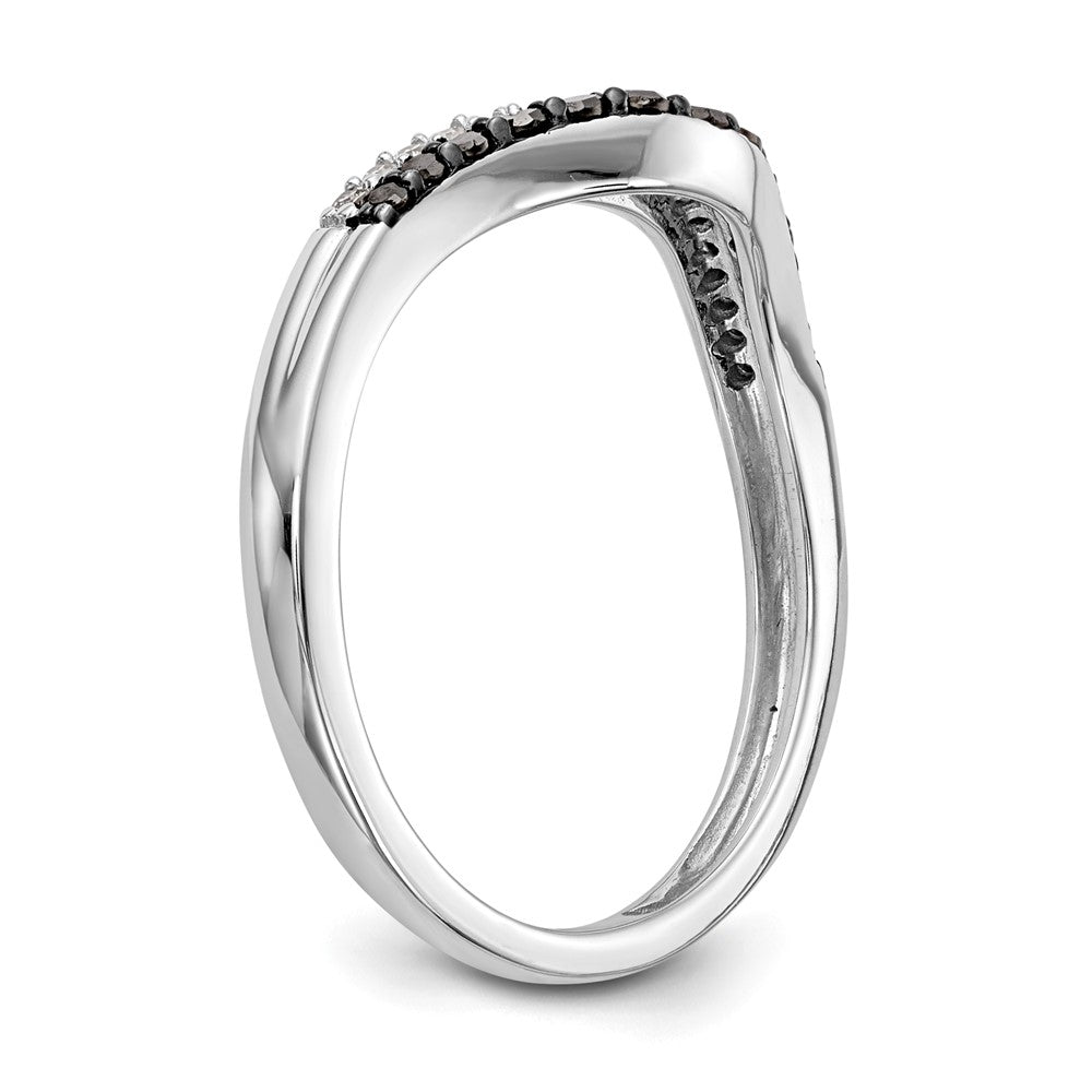14k White Gold 1/5 carat Black and White Diamond Contoured Complete Band