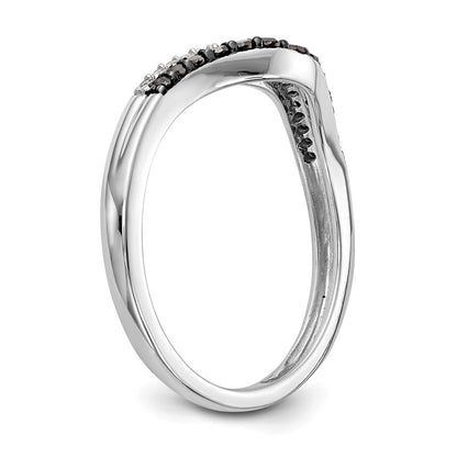 14k White Gold 1/5 carat Black and White Diamond Contoured Complete Band