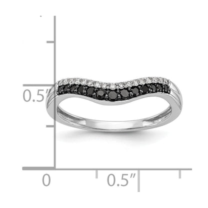 14k White Gold 1/5 carat Black and White Diamond Contoured Complete Band