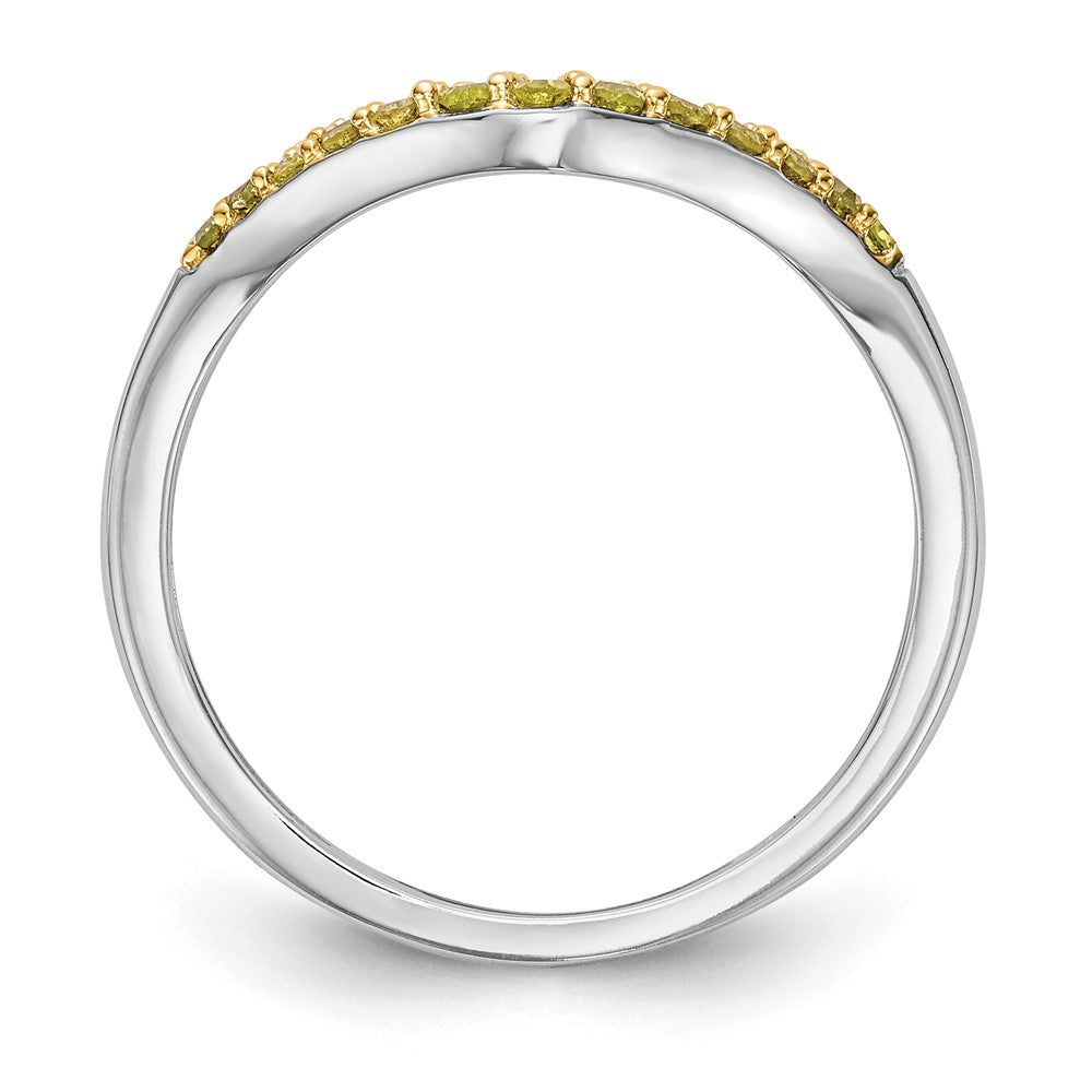 14k White Gold 1/5 carat Yellow and White Diamond Contoured Complete Band