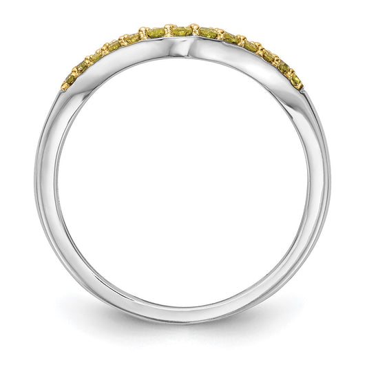 14k White Gold 1/5 carat Yellow and White Diamond Contoured Complete Band