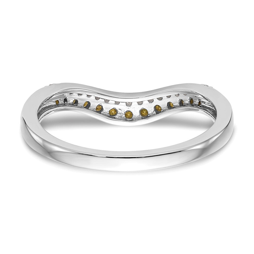 14k White Gold 1/5 carat Yellow and White Diamond Contoured Complete Band