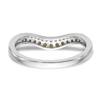 14k White Gold 1/5 carat Yellow and White Diamond Contoured Complete Band