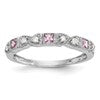 14k White Gold Heart Design 1/10 carat Diamond and Pink Sapphire Complete Band