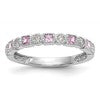 10K White Gold 1/10 carat Diamond and Pink Sapphire Band