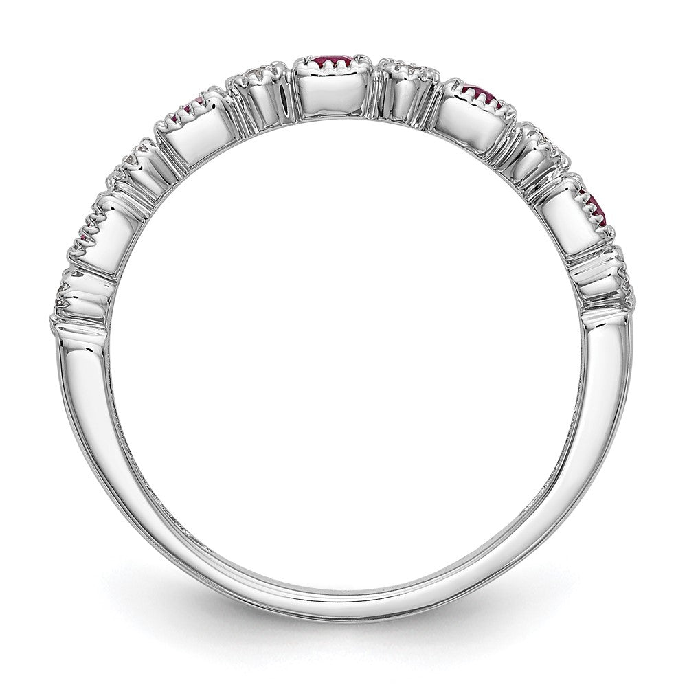 10k White Gold 1/10 carat Diamond and Ruby Band
