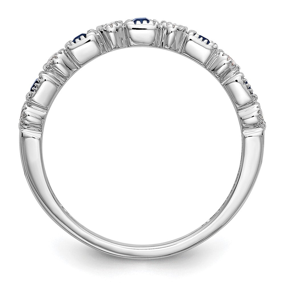 10K White Gold 1/10 carat Diamond and Sapphire Band