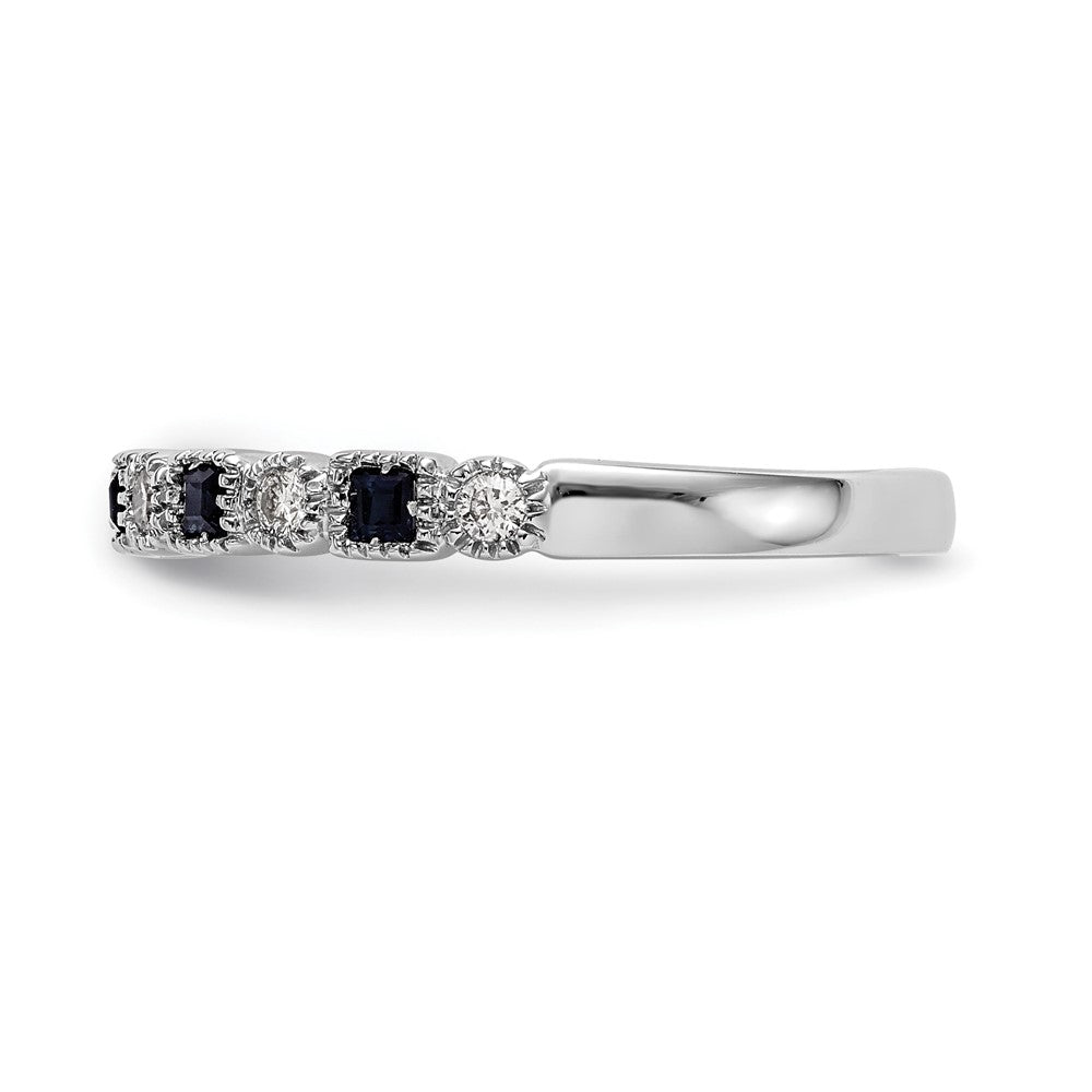 10K White Gold 1/10 carat Diamond and Sapphire Band