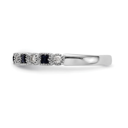 10K White Gold 1/10 carat Diamond and Sapphire Band