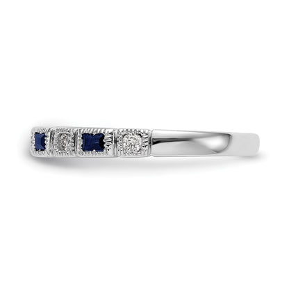 10K White Gold 1/10 carat Diamond and Sapphire Band