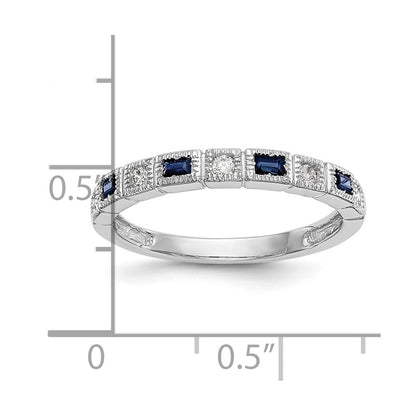 10K White Gold 1/10 carat Diamond and Sapphire Band