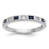 14k White Gold 1/10 carat Diamond and Blue Sapphire Baguette Complete Band