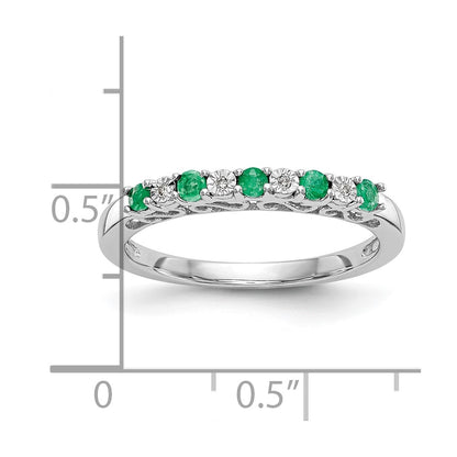 10K White Gold Diamond and Emerald Band