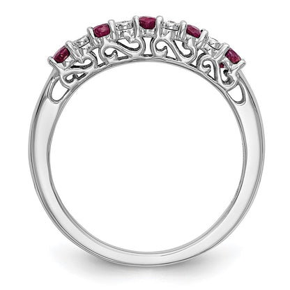 10k White Gold Diamond and Ruby Band