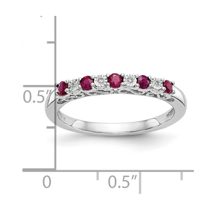 10k White Gold Diamond and Ruby Band