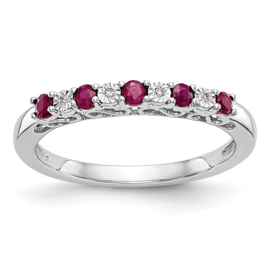 10k White Gold Diamond w/Ruby Band
