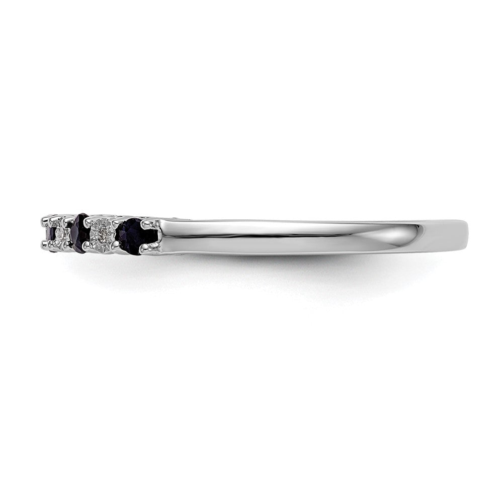 14k White Gold .01 carat Diamond and Blue Sapphire Complete Band