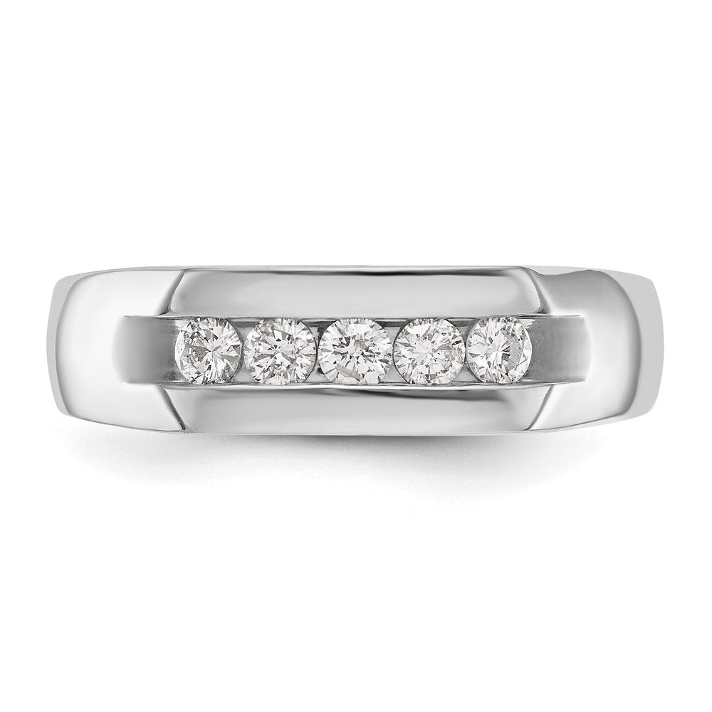 True Origin 14K White Gold Men's 1/3 carat Lab Grown Diamond VS+ F+ Complete Channel Five Stone Band