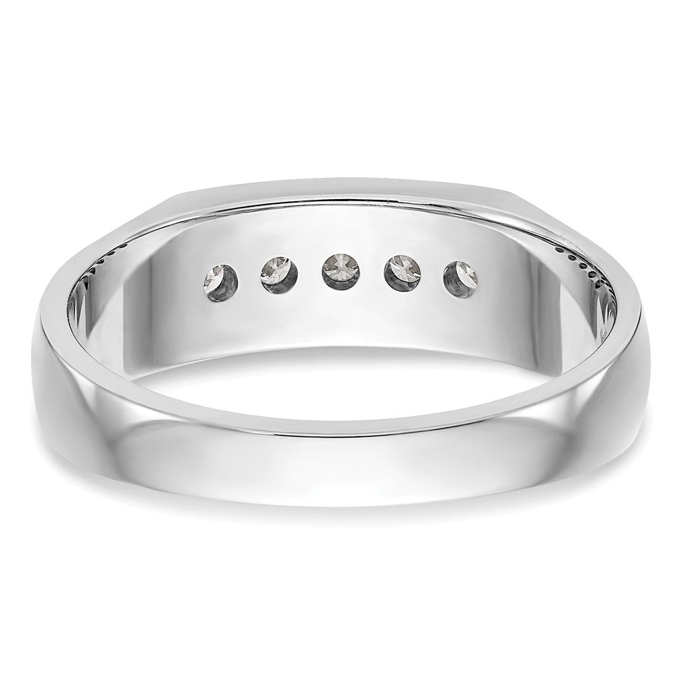 True Origin 14K White Gold Men's 1/3 carat Lab Grown Diamond VS+ F+ Complete Channel Five Stone Band