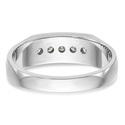 True Origin 14K White Gold Men's 1/3 carat Lab Grown Diamond VS+ F+ Complete Channel Five Stone Band