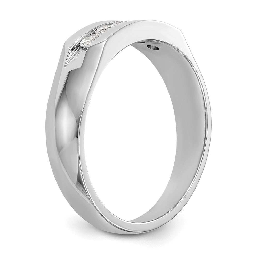 True Origin 14K White Gold Men's 1/3 carat Lab Grown Diamond VS+ F+ Complete Channel Five Stone Band