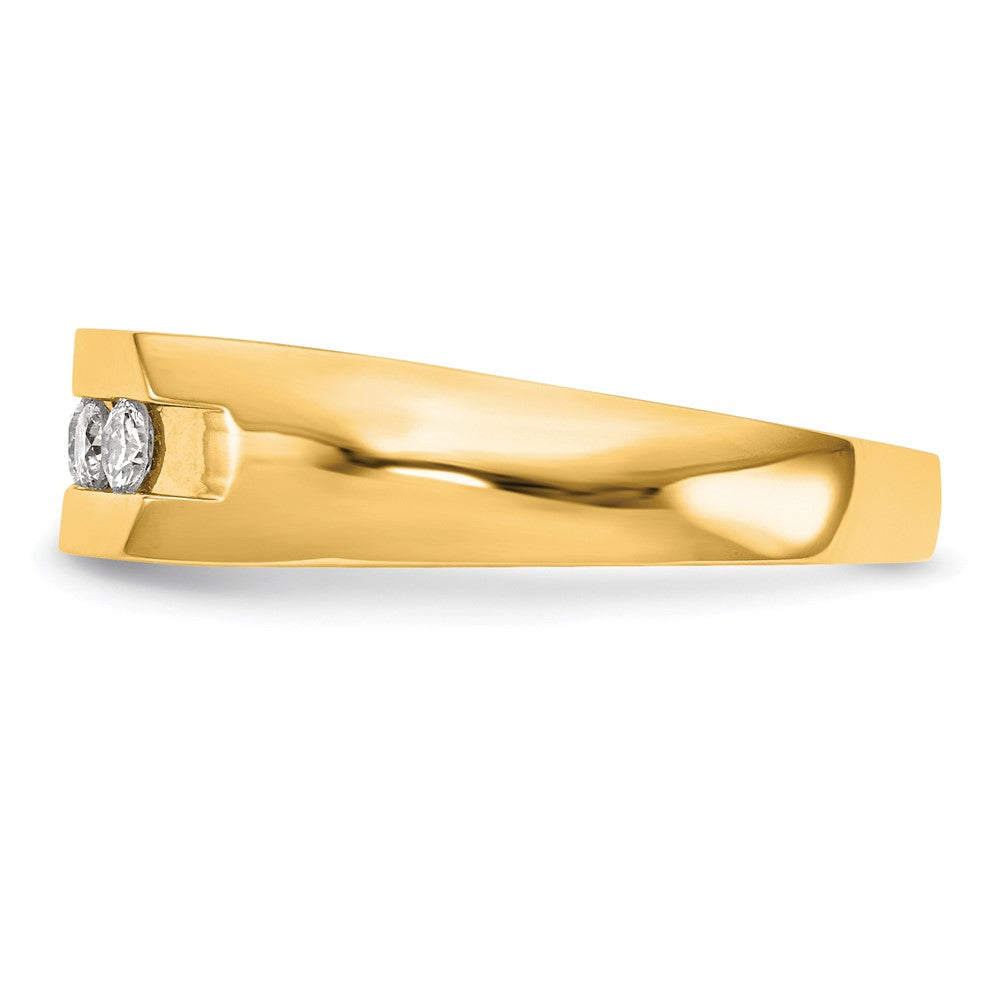 True Origin 14K Yellow Gold Men's 1/3 carat Lab Grown Diamond VS+ F+ Complete Channel Five Stone Band