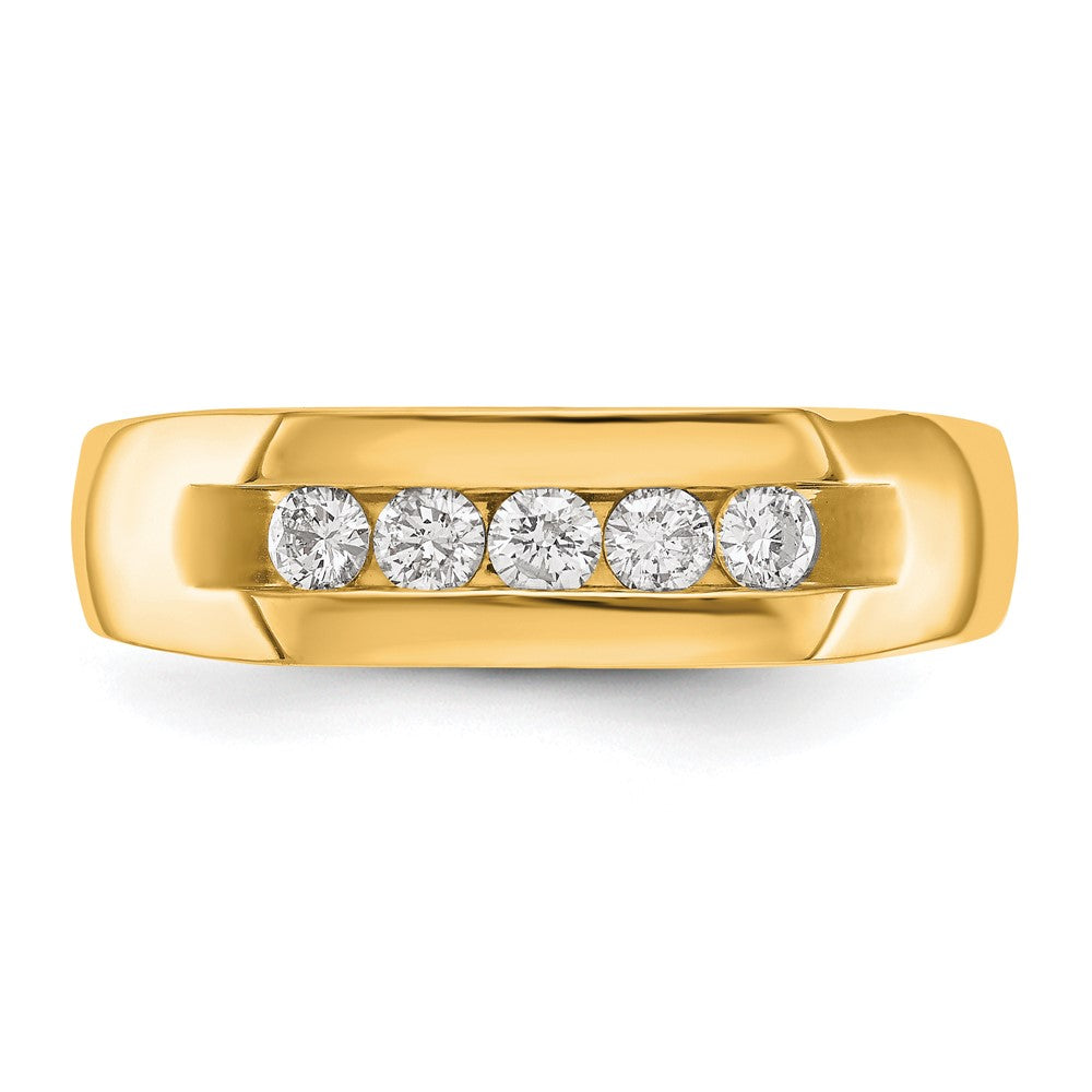 True Origin 14K Yellow Gold Men's 1/3 carat Lab Grown Diamond VS+ F+ Complete Channel Five Stone Band