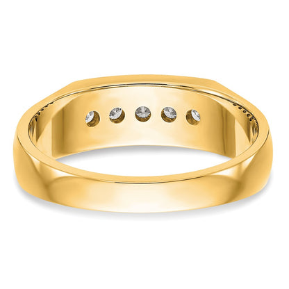 True Origin 14K Yellow Gold Men's 1/3 carat Lab Grown Diamond VS+ F+ Complete Channel Five Stone Band