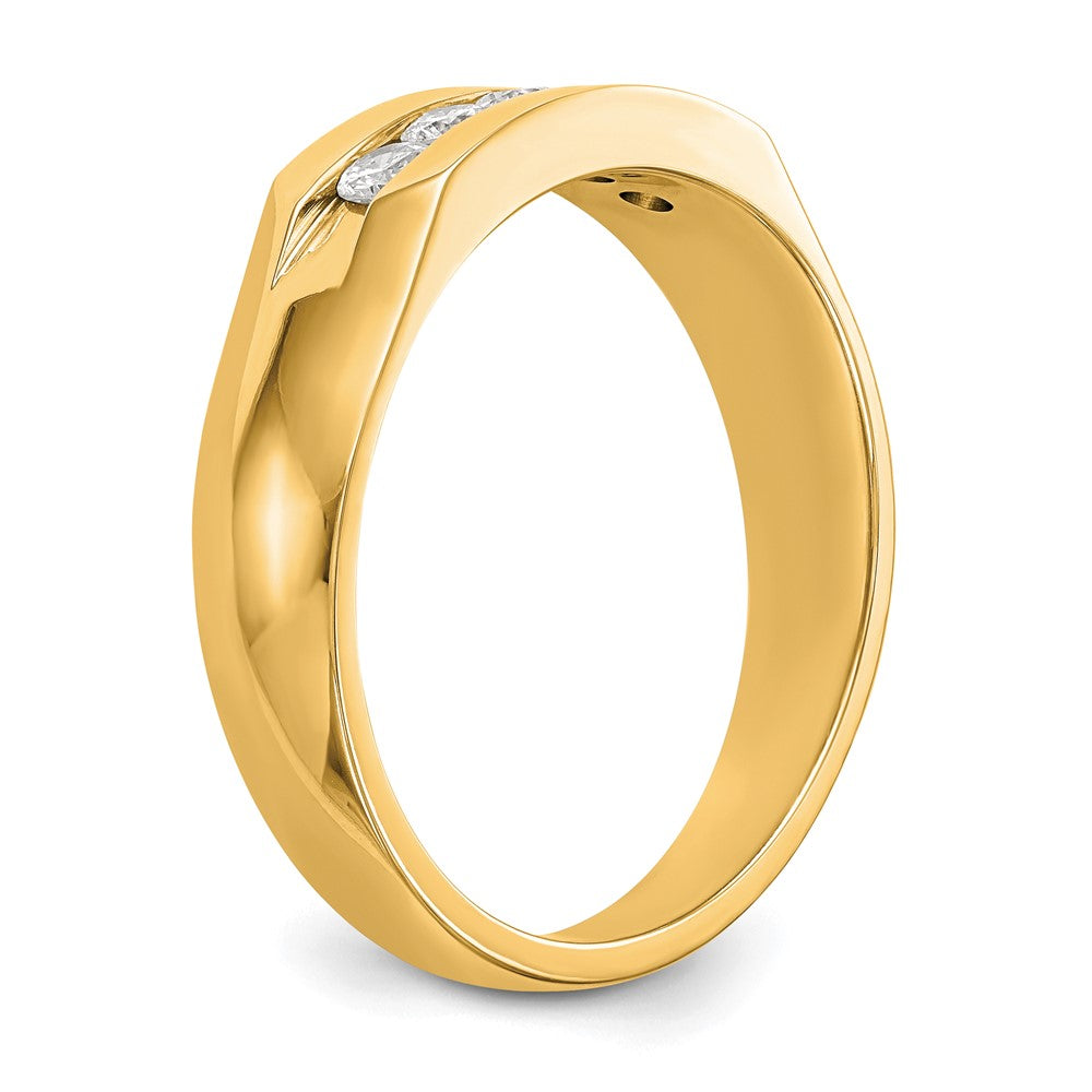 True Origin 14K Yellow Gold Men's 1/3 carat Lab Grown Diamond VS+ F+ Complete Channel Five Stone Band