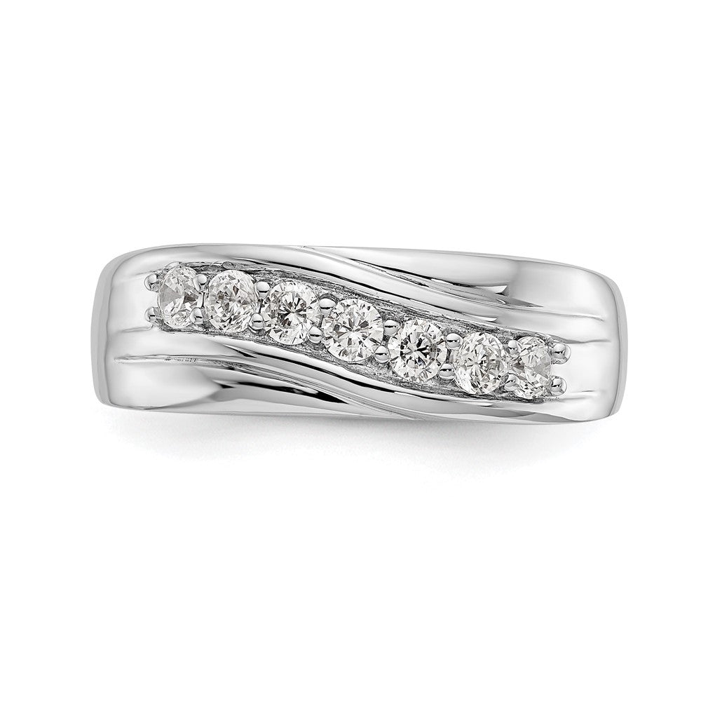 IBGoodman 14k White Gold 1/2 carat Lab Grown Diamond VS/SI+ G+ Seven Stone Complete Men's Ring