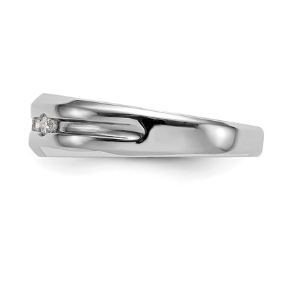 14K White Gold 3-Stone 1/6 carat Diamond Complete Men's Band