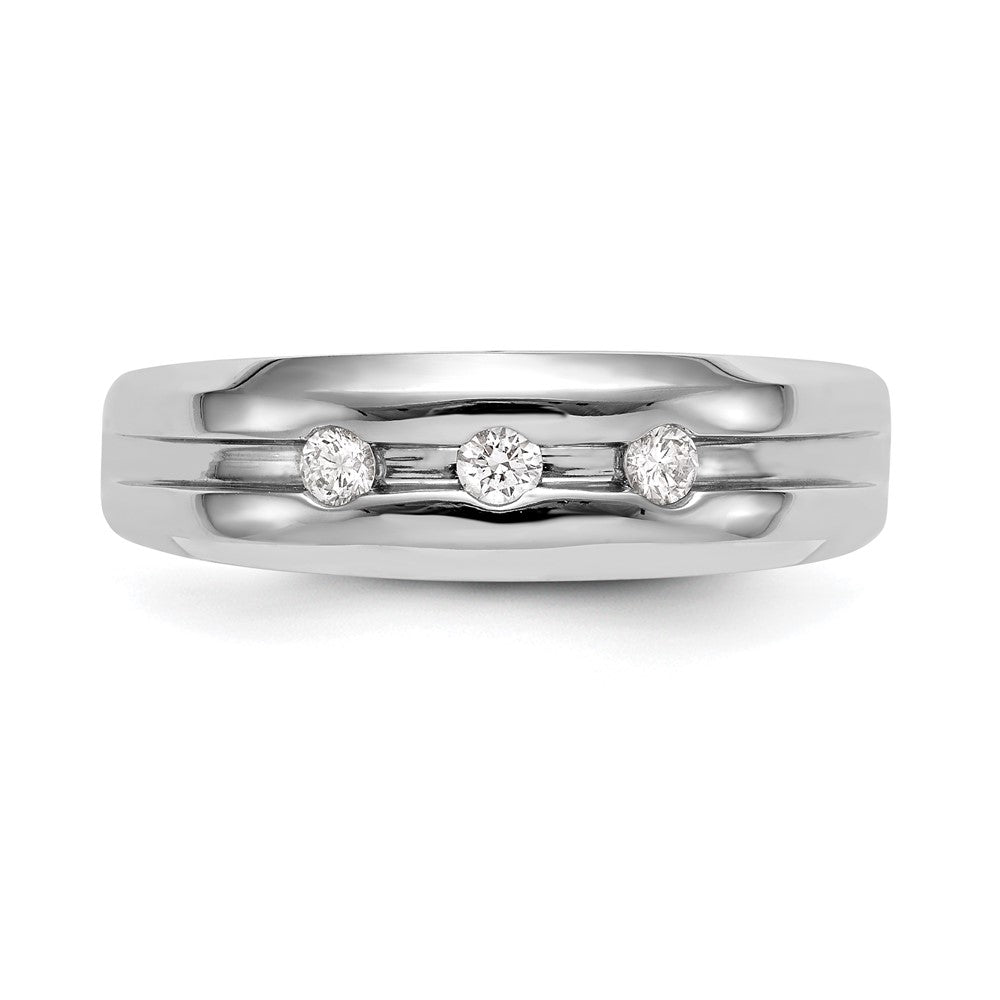 14K White Gold 3-Stone 1/6 carat Diamond Complete Men's Band