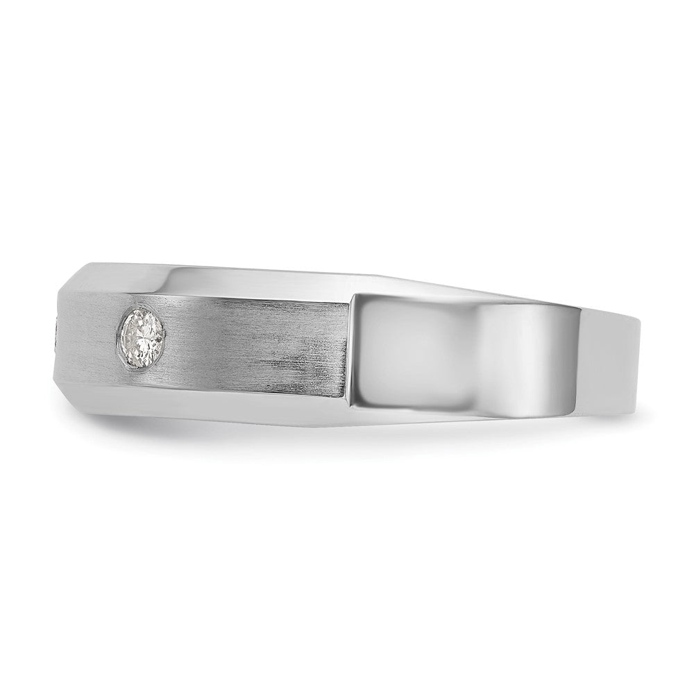 14K White Gold 3-Stone Bezel 1/6 carat Diamond Complete Men's Band