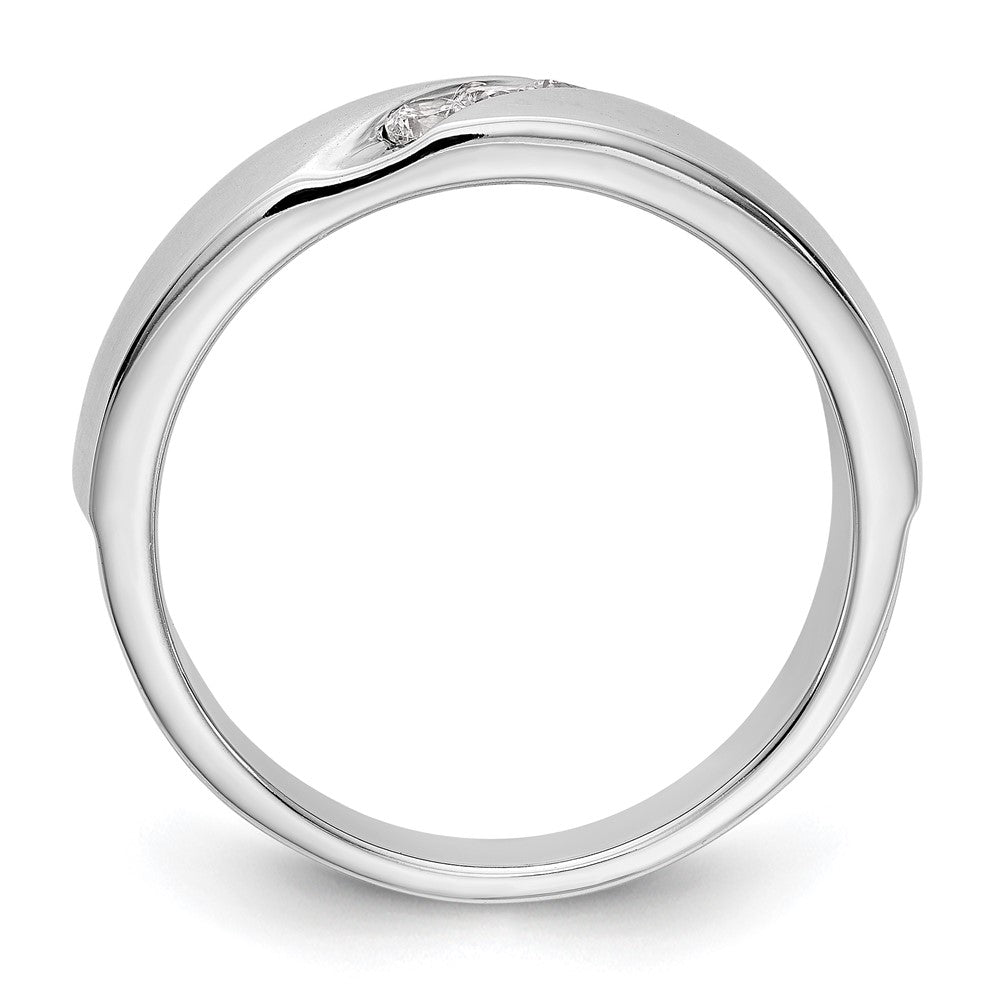 14K White Gold 3-Stone  1/5 carat Diamond Complete Men's Band