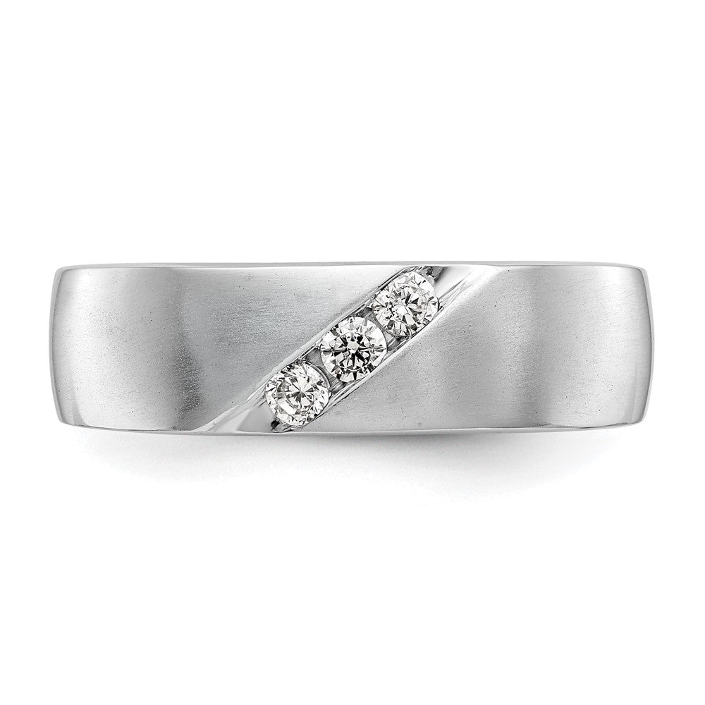 14K White Gold 3-Stone  1/5 carat Diamond Complete Men's Band