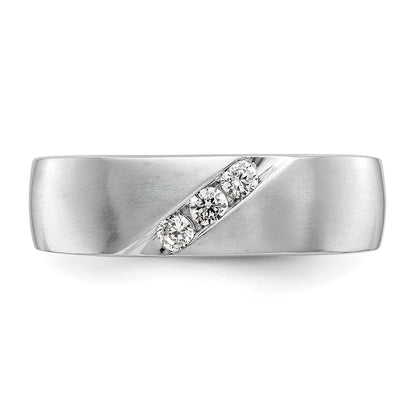 14K White Gold 3-Stone  1/5 carat Diamond Complete Men's Band