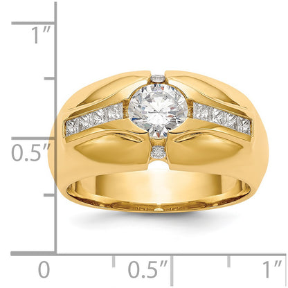 IB Goodman 14K (Holds 3/4 carat (5.5mm) Round Center) 1/2 carat Diamond Mens Semi-Mount Ring
