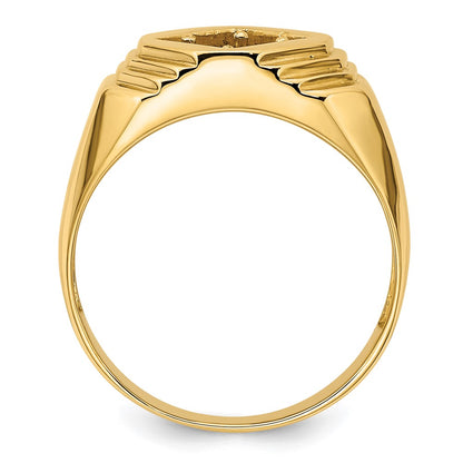 IB Goodman 14k Polished (Holds 1/2 carat (5.0mm) Round Center) Mens Ring Mounting