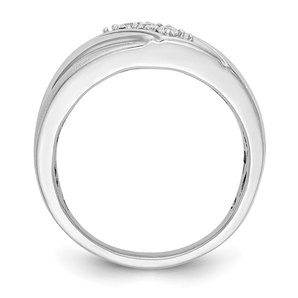 IBGoodman 14k White Gold 1/6 carat Lab Grown Diamond VS/SI+ G+ Three Stone Complete Men's Ring